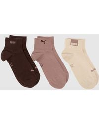 PUMA - Logo Quarter Socks 3 Pack - Lyst