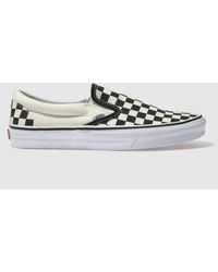Vans - Classic Checkerboard Slip On Trainers In Black & Cream - Lyst