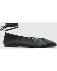 schuh - Lars Leather Tie Ballerina Flats - Lyst