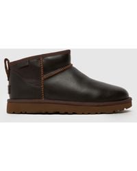 UGG - Classic Ultra Mini Leather Boots In - Lyst