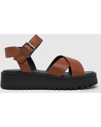 Schuh - Ladies Brown Wide Fit Tera Sandals - Lyst