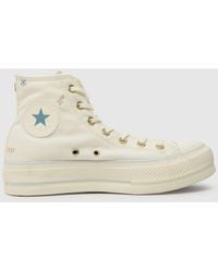 Converse - All Star Lift Hi Tiny Tattoos Trainers In White & Pl Blue - Lyst