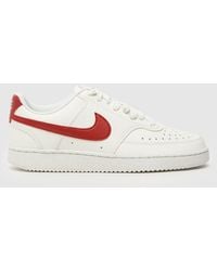 Nike - Court Vision Low Better Trainers In White & Red - Lyst