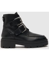 schuh - Ladies Bora Leather Chunky Buckle Boots, Size: 6 (Eu 39) - Lyst