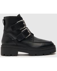 Schuh - Ladies Bora Leather Chunky Buckle Boots - Lyst