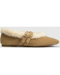 schuh - Leni Suede Shearling Ballet Flats - Lyst