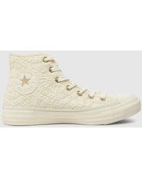 Converse - All Star Hi Daisy Cord Trainers In White & Gold - Lyst