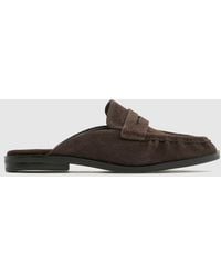 schuh - Leeds Suede Backless Loafer Flats - Lyst