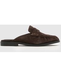 schuh - Leeds Suede Backless Loafer Flats - Lyst