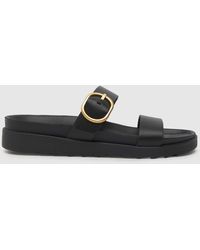 Schuh - Teddy Leather Buckle Footbed Sandals In - Lyst