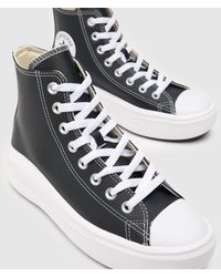 Converse - All Star Move Faux Leather Trainers In Black & White - Lyst