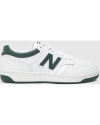 New Balance - 480 Trainers In White & Green - Lyst