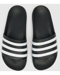 adidas - Adilette Aqua Sandals In Black & White - Lyst