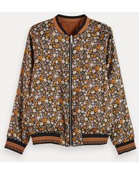 Scotch & Soda Omkeerbaar Bomberjack Met Print - Bruin