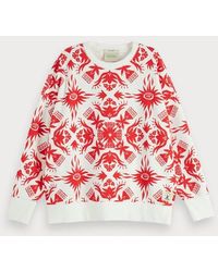 Scotch & Soda Sweater Met Tropische Print - Rood