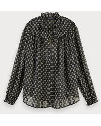 Scotch & Soda Transparante Blouse Met Print - Zwart