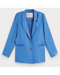 Scotch & Soda Blazer Van Een Linnenmix - Blauw