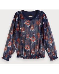 Scotch & Soda Transparante Top Met Bloemenprint - Blauw