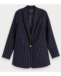 Scotch & Soda Blazer Met Glanzende Krijtstreep - Blauw