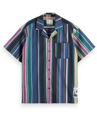 Scotch & Soda - Multicolour Striped Fine Cotton Poplin Hawaii Shirt - Lyst