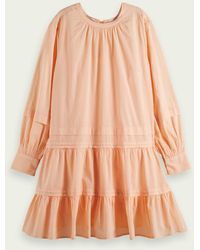 Scotch & Soda Lichtgewicht Gelaagde Jurk Van Biologisch Katoen - Oranje