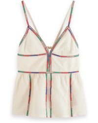 Scotch & Soda - Tank Top With Colourful Embroidery - Lyst