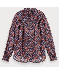 Scotch & Soda Transparante Blouse Met Print - Blauw