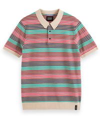 Scotch & Soda - Striped Knit Polo Shirt - Lyst
