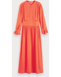 Scotch & Soda Satijnen Midi-jurk - Rood