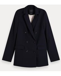 Scotch & Soda Lange Double-breasted Blazer - Zwart