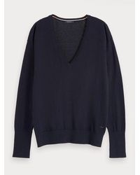 Scotch & Soda Basic Trui Met V-hals - Blauw
