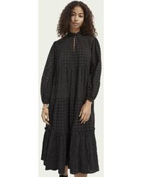 Scotch & Soda Katoenen Jurk Met Broderie Anglaise - Zwart