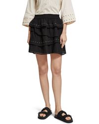 Scotch & Soda - Layered High-Rise Mini Skirt With Eyelet Detail - Lyst