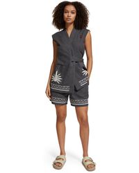 Scotch & Soda - Palm Embroidered High Rise Linen Short - Lyst