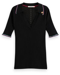 Scotch & Soda - Rib Collared Knitted T-Shirt - Lyst