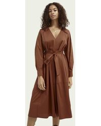 Scotch & Soda Jurk Van Een Frisse Katoenmix - Bruin
