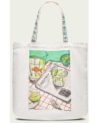 Scotch & Soda Canvas Tote Bag Met Artwork - Wit