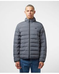 fred perry hooded puffer jacket in black