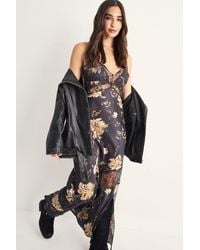 Nasty Gal - Satin Floral Cutwork Lace Split Leg Maxi Dress - Lyst