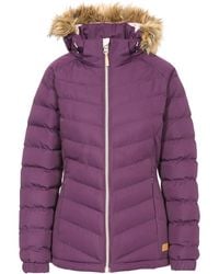 Trespass - Solid Patterned Fur Trim Puffer Parka Jacket - Lyst