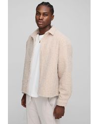 BoohooMAN - Oversized Brushed Embroidered Overshirt - Lyst