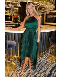 AX Paris - Halter Neck Zig Zag Hem Pleated Midi Dress - Lyst