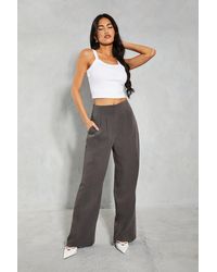 MissPap - Linen Look Pleat Waist Detail Wide Leg Trouser - Lyst