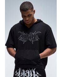 BoohooMAN - Active Boxy Short Sleeve Hoodie V Neck - Lyst