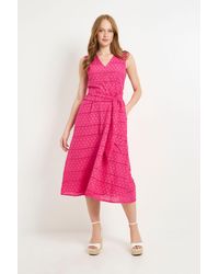 PRINCIPLES - Broderie Tie Waist Midi Dress - Lyst