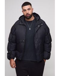 BoohooMAN - Plus Oversized Fit Ruched Sleeve Panelled Puffer Jacket - Lyst