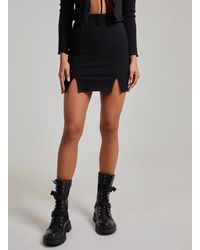 Pink Vanilla - Bandage Rib Slit Hem Mini Skirt - Lyst