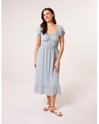 Blue Vanilla - Puff Sleeve Shirred Panel Dress - Lyst