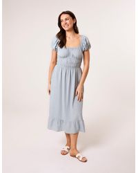 Blue Vanilla - Puff Sleeve Shirred Panel Dress - Lyst