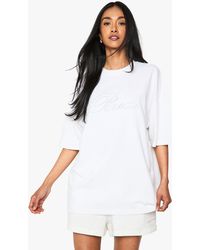 Boohoo - Bridal 'Bride' Embroidered Oversized T-Shirt - Lyst
